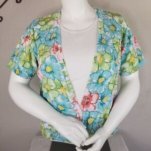 Cathy Daniels‎ Pastel Floral Print Layered Cardigan Sweater Size 1X
